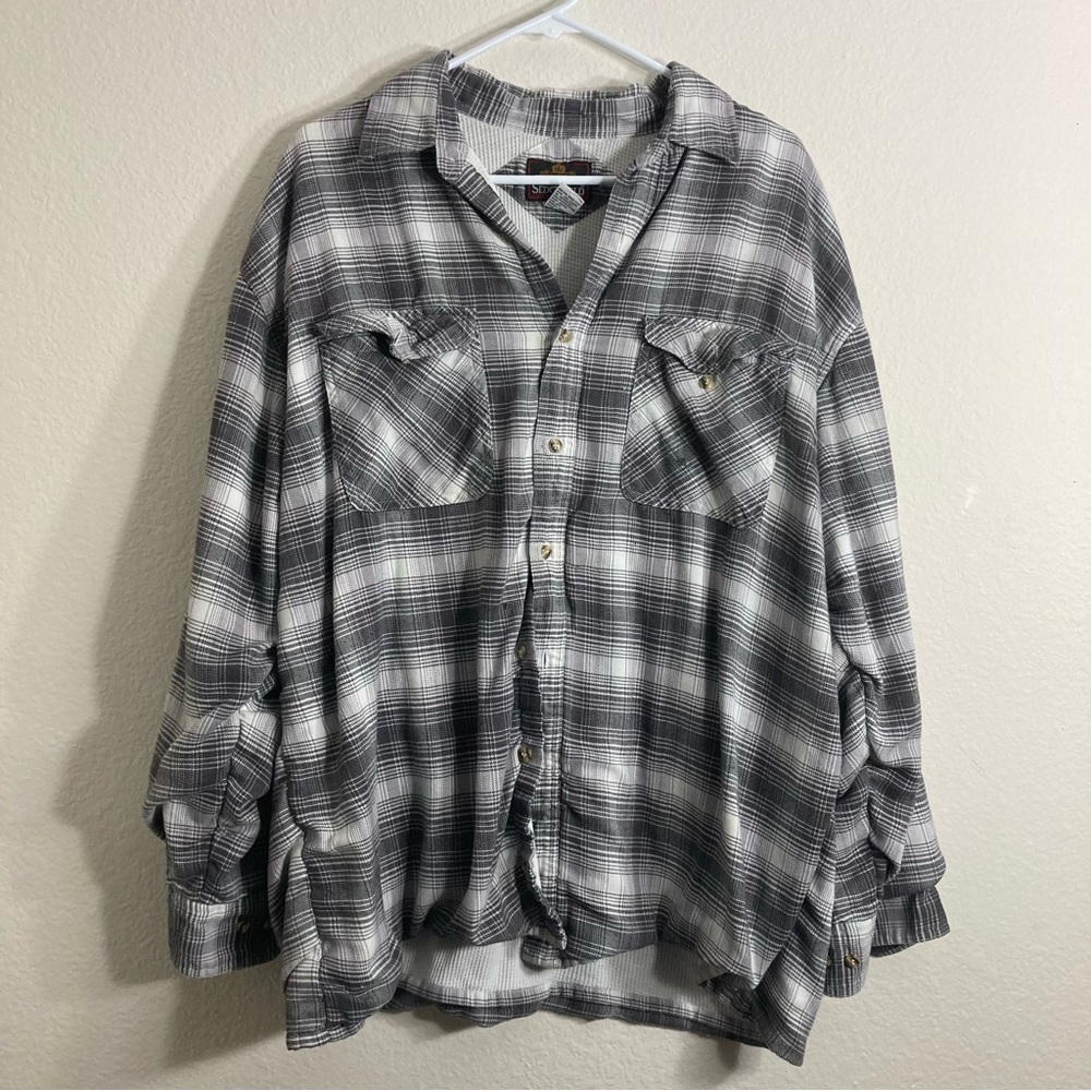 Sedgefield Shacket - Plaid Gray - Size XL - Vintage